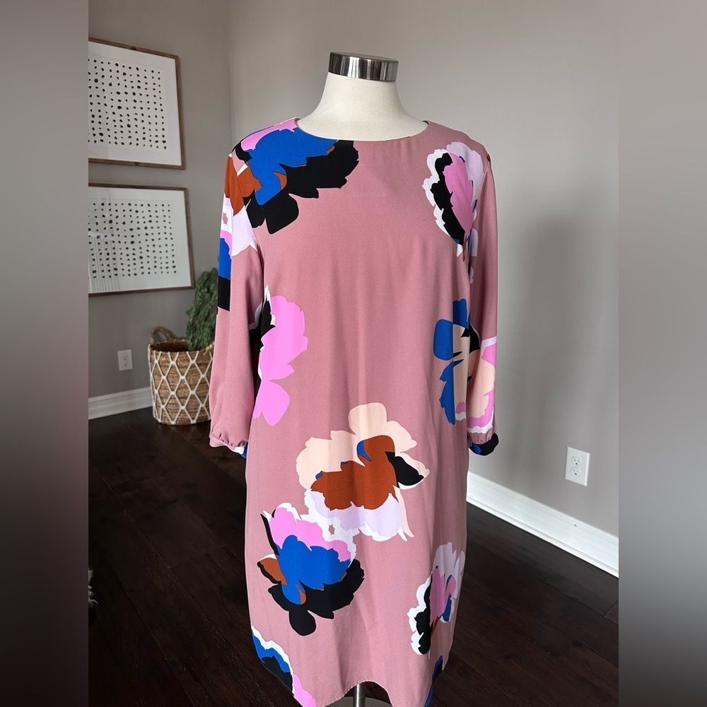 A New Day x Target Abstract Floral Mod MCM Sheath Long Sleeve Dress Mauve Large - Picture 1 of 9